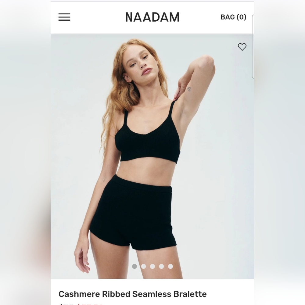 NAADAM  NWT cashmere ribbed seamless bralette size xxs black